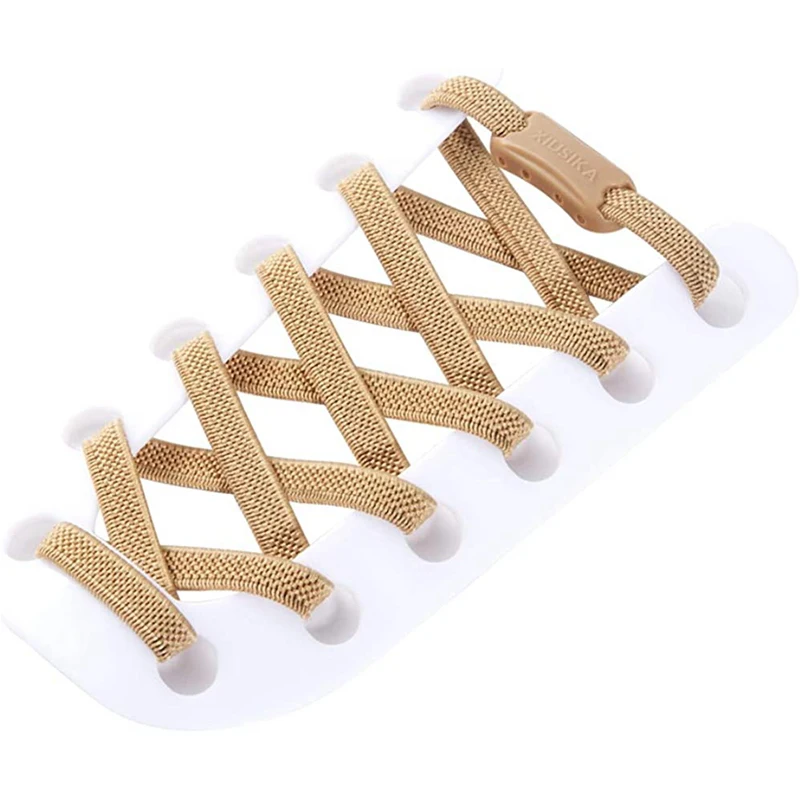 1 Pair Buckle Lock No Tie Shoelaces Elastic Reticulated Woven Flat Shoe Laces Quick Wear In 1 Second Sneakers Lazy Shoelace