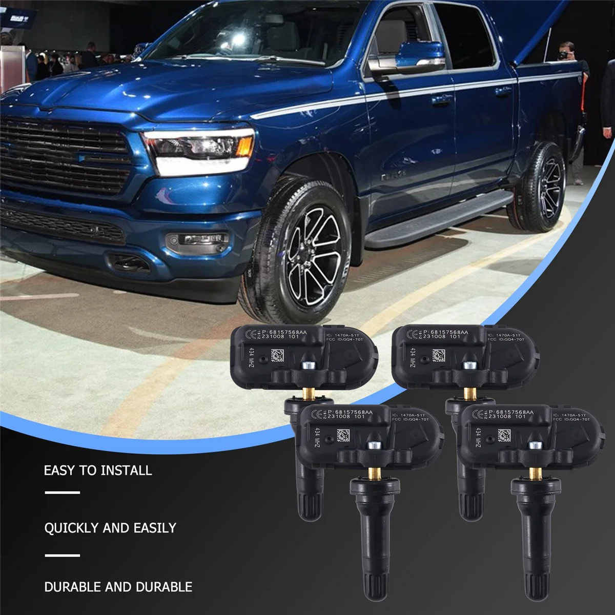Trwały 4-częściowy czujnik monitorowania ciśnienia w oponach samochodowych Tpms do Jeep Dodge Ram 1500