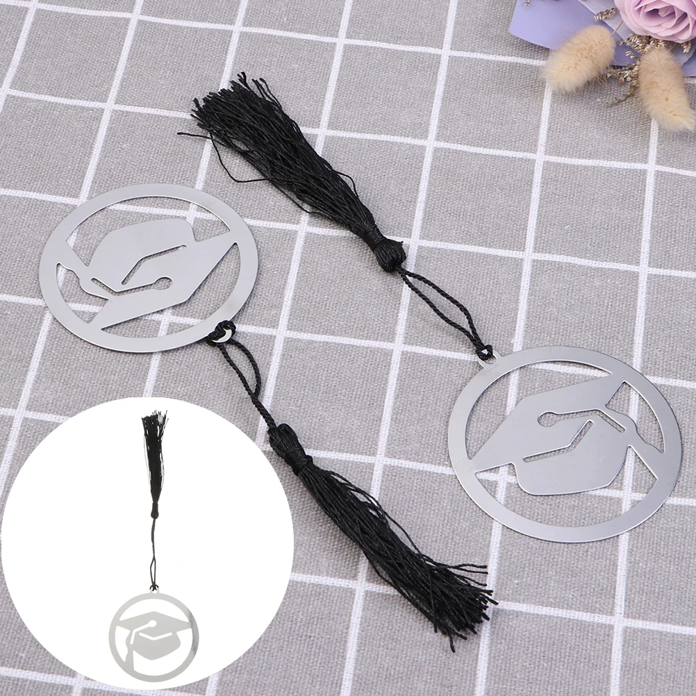 ที่คั่นหนังสือรูปหมวกหมอ 6 ชิ้น พร้อมพู่ห้อย ทำจากสแตนเลส เหมาะสำหรับผู้หญิง นักเรียน นักศึกษา