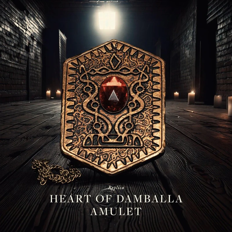 Movie Child's Play Heart Of Damballa Necklace Vintage Distressed Ruby ​​Engraved Amulet Pendant Necklace Film Peripherals Charm