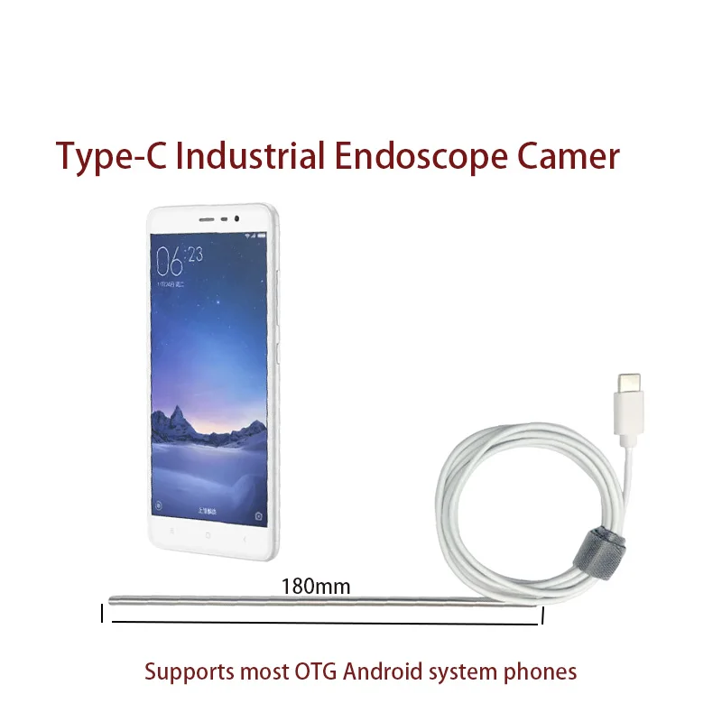 3.9mm 720P industrial endoscope for automotive inspection camera compatible OTG Android 1.5m Type-C soft cable endoscope camera.