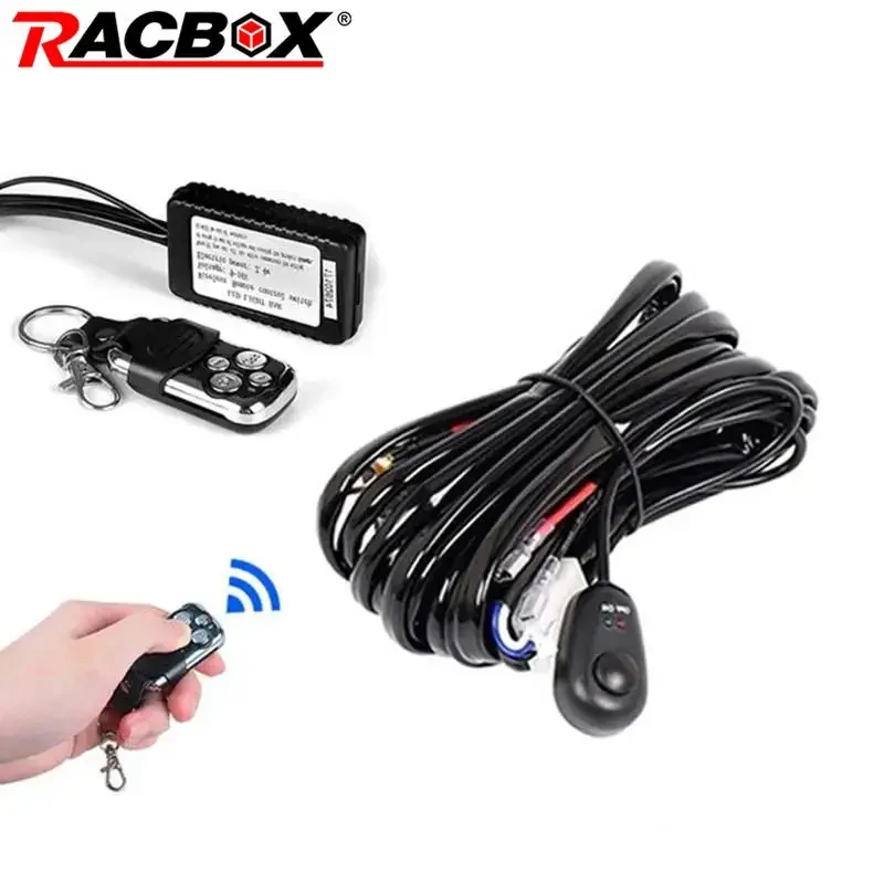 LED Light Bar Remote Controller Wiring Harness Kit For 4-52 inch LED Bar Off Road 180/300W LED Relay Fuse On-off Switch 12V 40A