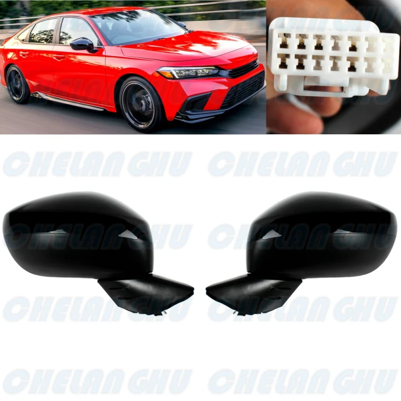 For Honda Civic 2022-2023 1 Pair 7 Pins black painted Heated Blind Spot Power Adjust mirror assembly