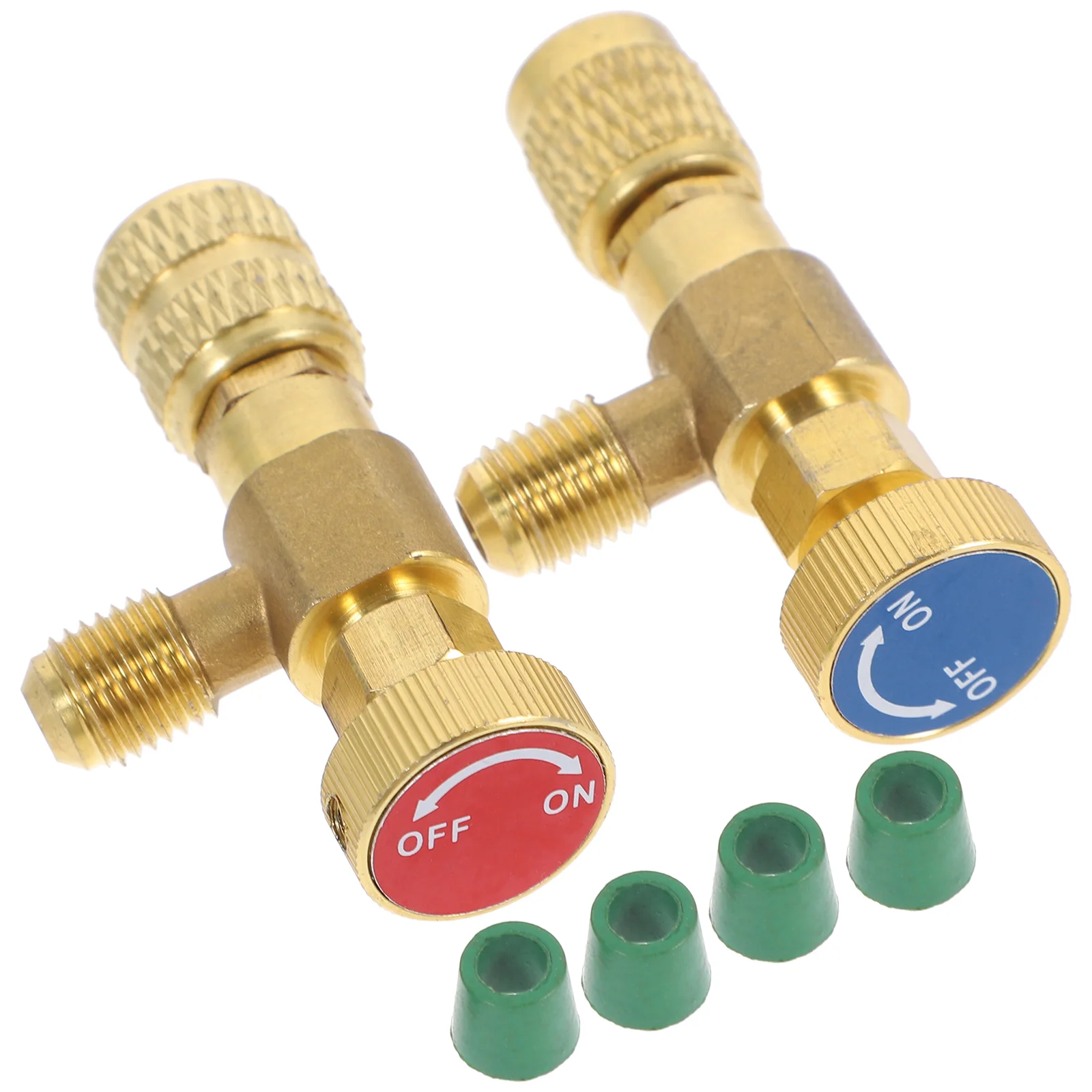 

2 Pcs Safety Valve Fluoride Adding Valves Refrigerant Liquid Recharge Copper Fluorine Car Air Conditioner