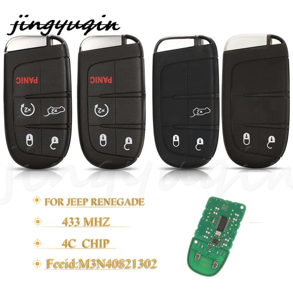 

jingyuqin 2/3/4/5 Buttons Smart Remote Control Key 433Mhz 4A Chip M3N40821302 SIP22 Blade For Jeep Renegade Original
