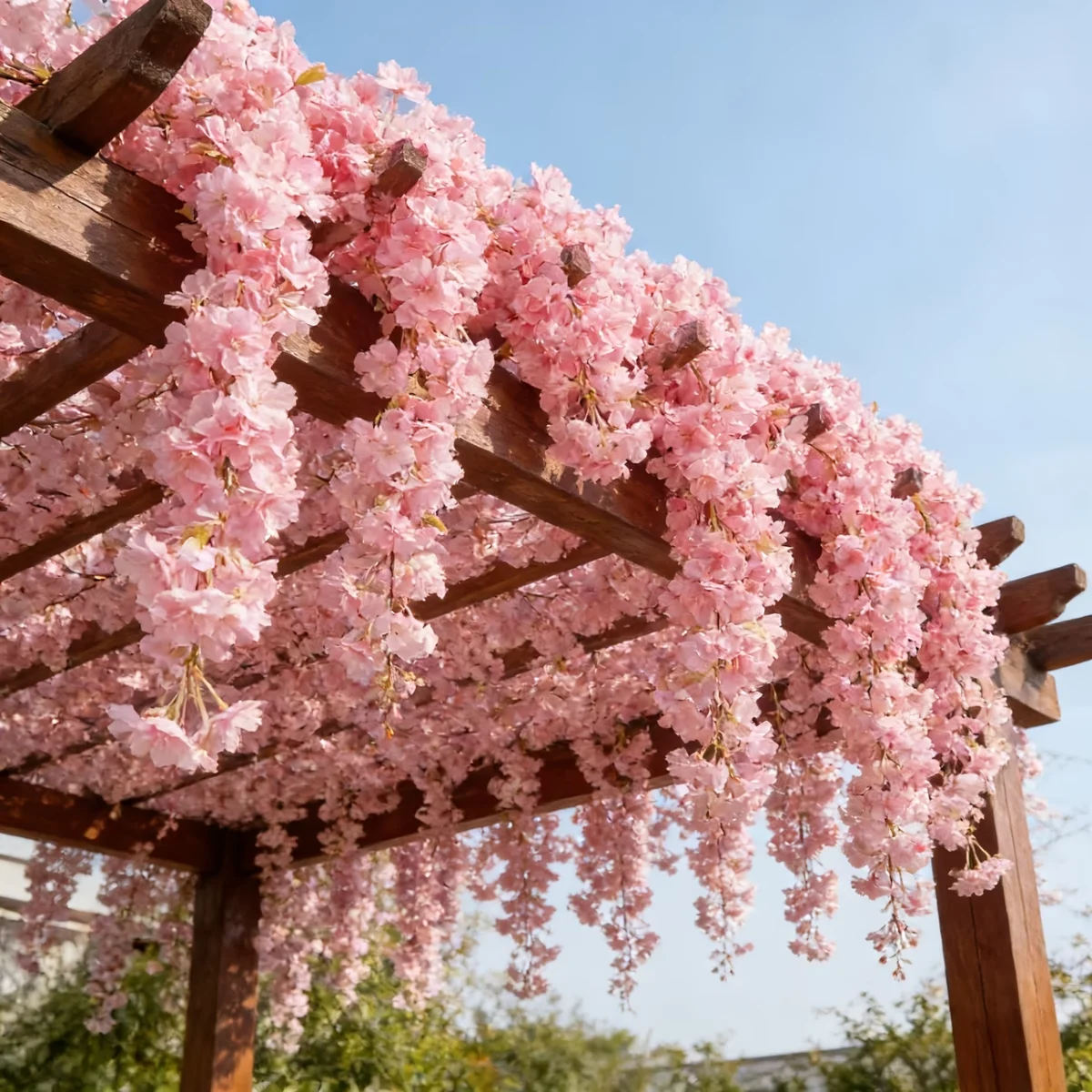 Guirnalda de Flores Artificiales de Cerezo, 1-5 Piezas, Decoración de Hiedra Artificial para Cubrir, Envolver, Decorar Paredes, Bodas y Hogar