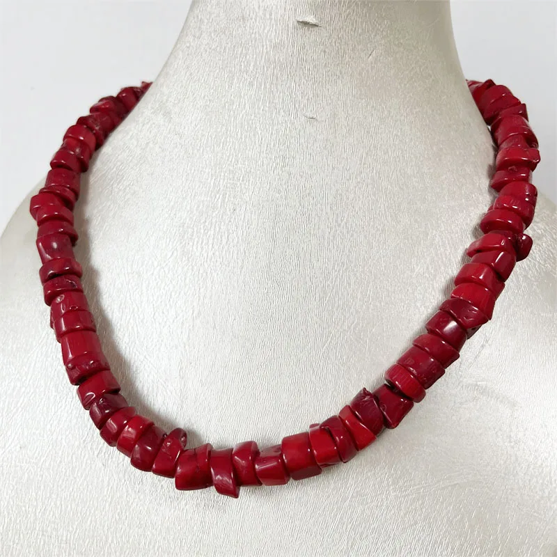 5-6-7*10-11-12MM collar grande de Coral rojo cuentas naturales Heishi joyería protección para el cuidado de la salud gargantilla curación Yoga Simple Mujer