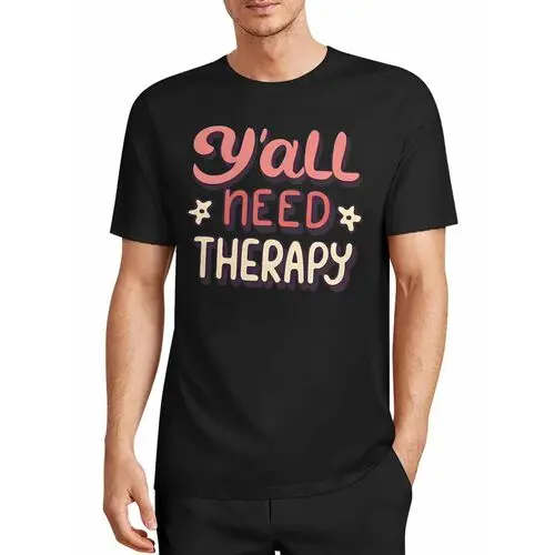 Fun Mental Health Slogan American-Style Graffiti T-Shirt Gentle Healing Short-Sleeve Shirt