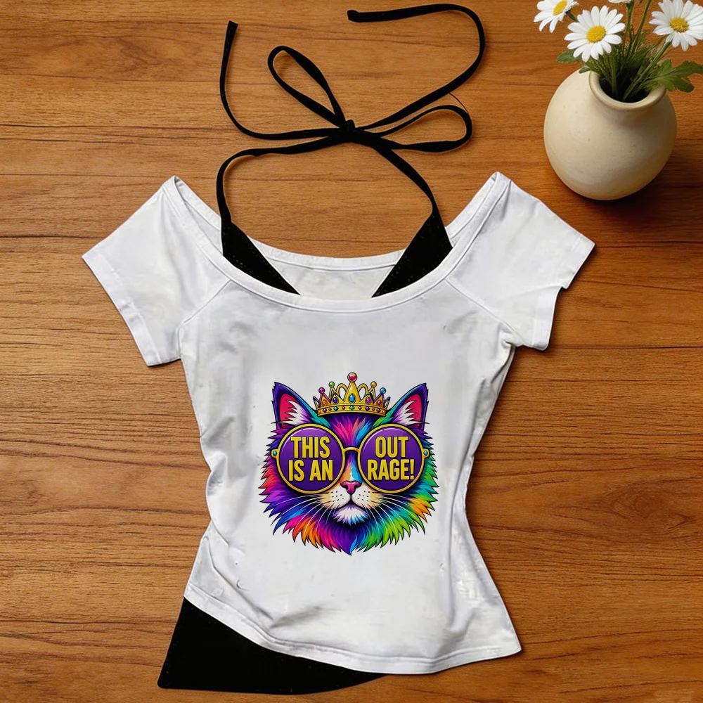 Dungeon Crawler Carl cropped top teen scene  party y2k emo meme tshirt anime cutecore gyaru streetwear