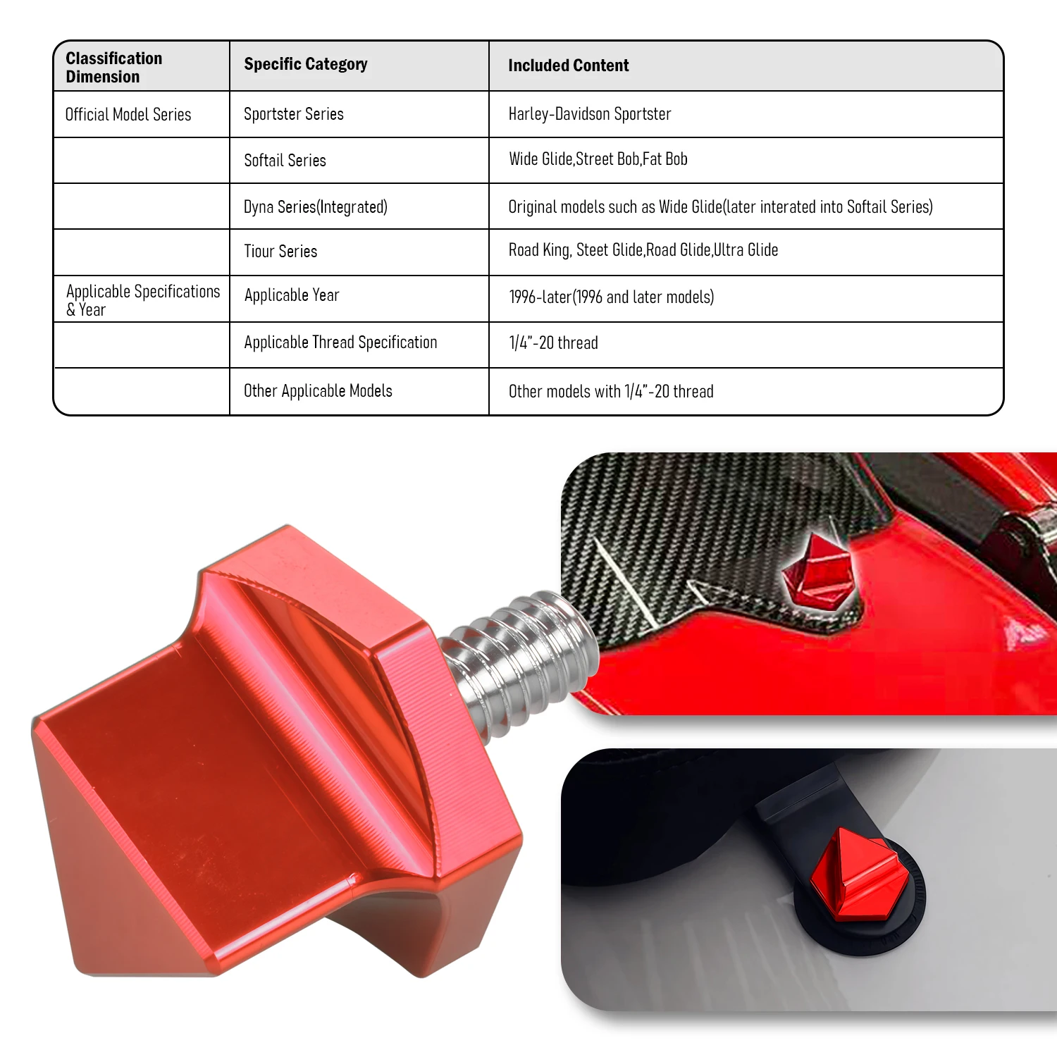 

For Harley Touring Road Glide Street Glide special Electra Glide Road King 1996-2026 Motorcycle Accessories Seat Bolt Tab Screw