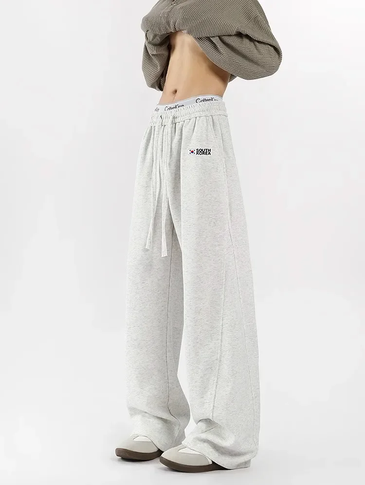 Pantalones deportivos de Corea Seúl, pantalones rectos para hombre, pantalones casuales negros sueltos, ropa de calle, pantalones, ropa para hombre, ropa de calle