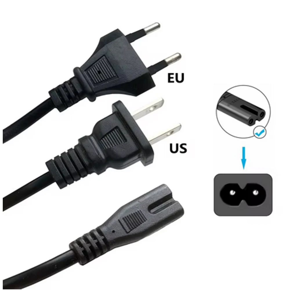 EU Power Cable 2pin IEC320 C7 Power Extension Cord For Dell Laptop Charger Canon Epson Printer Radio Speaker PS4 XBOX One S
