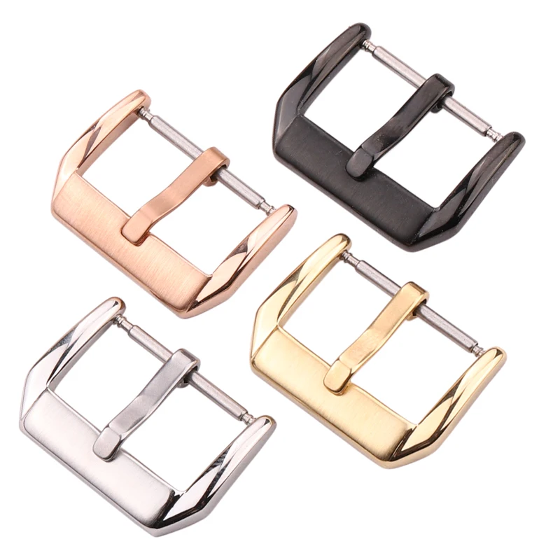 Stainless Steel Middle Brushed Watch Buckle 16mm 18mm 20mm 22mm Silver Rose Gold Black Watchband Strap Clasp Accessories