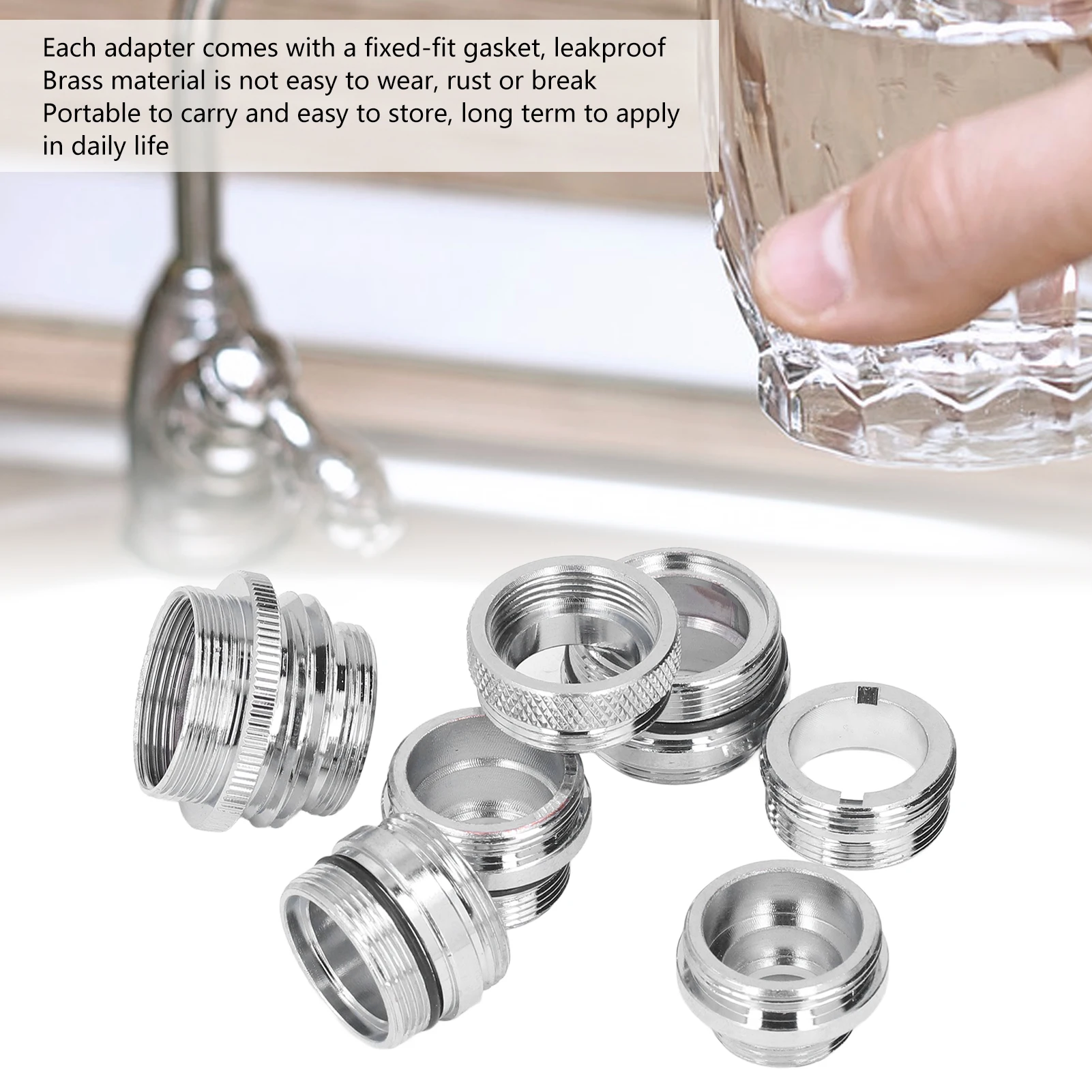 

7Pcs/Set Male Female Faucet Adapter Kit with Gasket Brass Aerator Adapter Set for Garden Hose Kitchen Sink