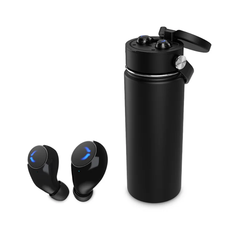 

Multifunctional Water Bottle Wireless Bluetooth Headset 2 In 1 Gaming Headset True Wireless Earplugs Vacuum Thermos Water Cup