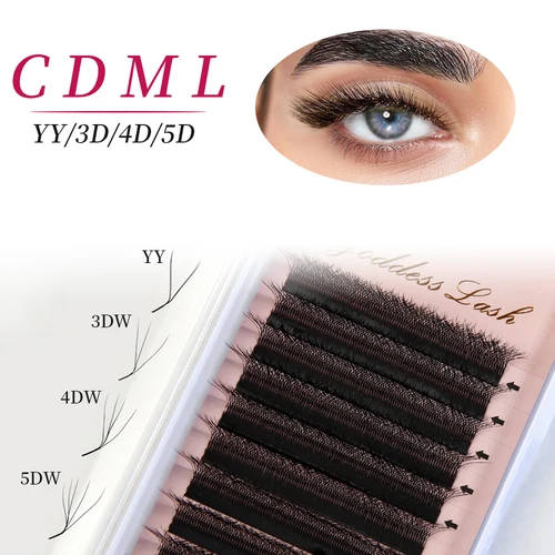 Imagen 1 del producto Extensiones de Pestañas Goddess de Alta Calidad en Forma de W, Preformadas, Volumen C/D/M/L, Multitextura, Fáciles de Abanicar, 3D 4D 5D