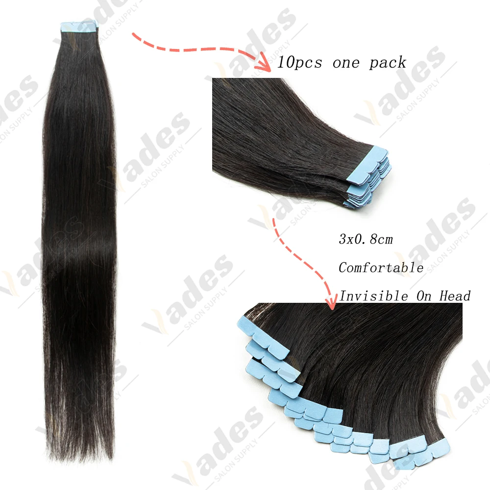 VEDES شريط صغير في وصلات الشعر آلة لحمة الجلد-شريط ريمي طبيعي مستقيم في ملحقات 10 قطعة للشعر الجانبي #3