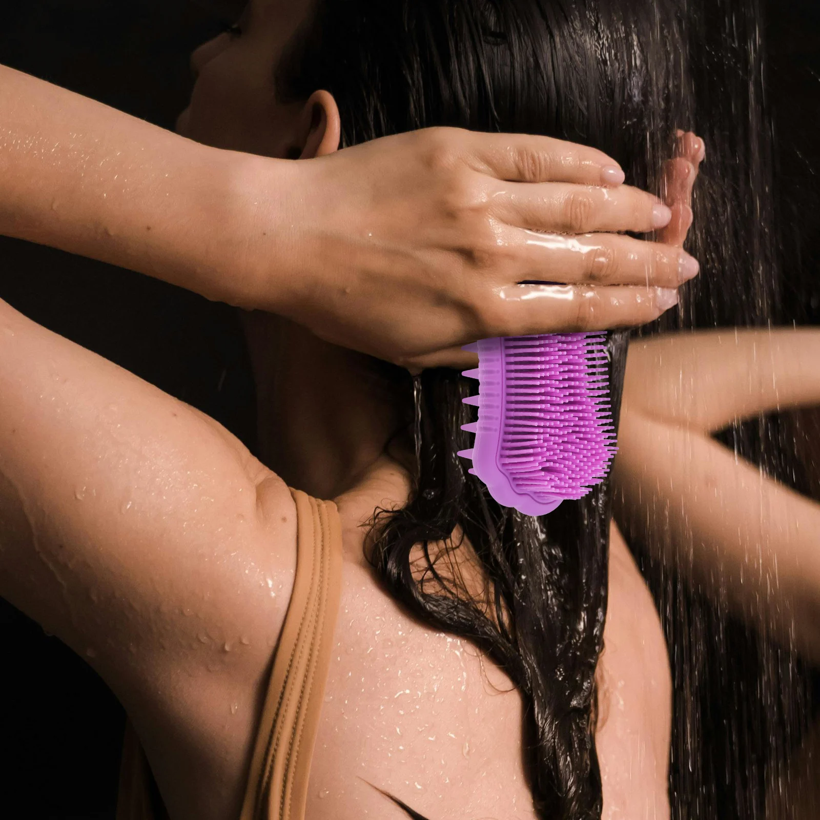 

Dual-Sided Silicone Bath Brush Body Hair Scrubbing Ergonomic Design Durable Shower Scrubber Scalp Massager Cleansing for Daily