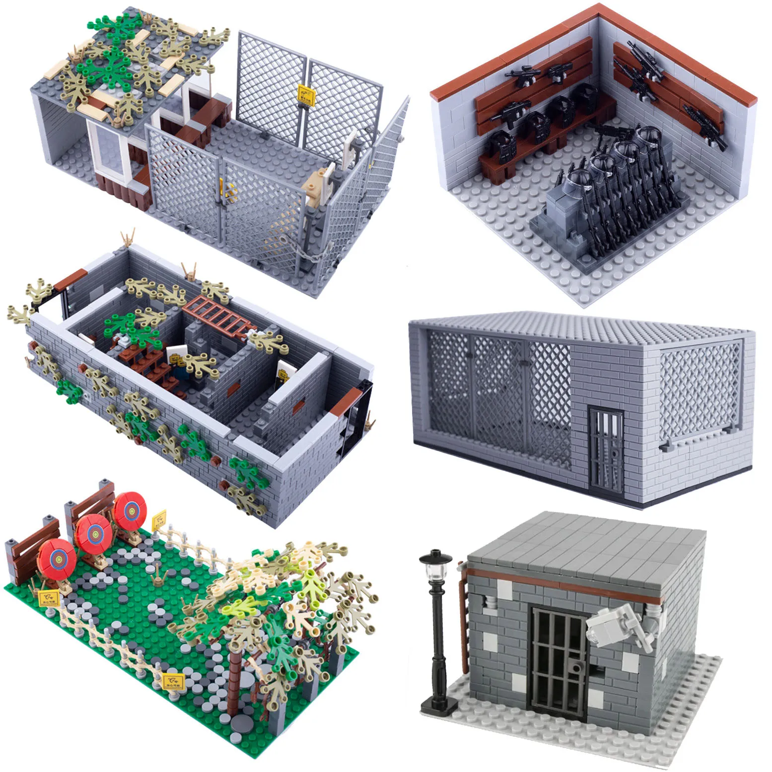 

MOC Prison Model Building Blocks Shooting Range SWAT Police Figures Training Ground Bricks Toys Boys Gift