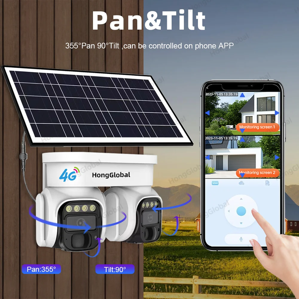 8MP 4K Ultra HD panneau solaire sans fil 4G LTE réseau caméra de Surveillance CCTV extérieur 4G carte Sim PTZ sécurité caméra solaire