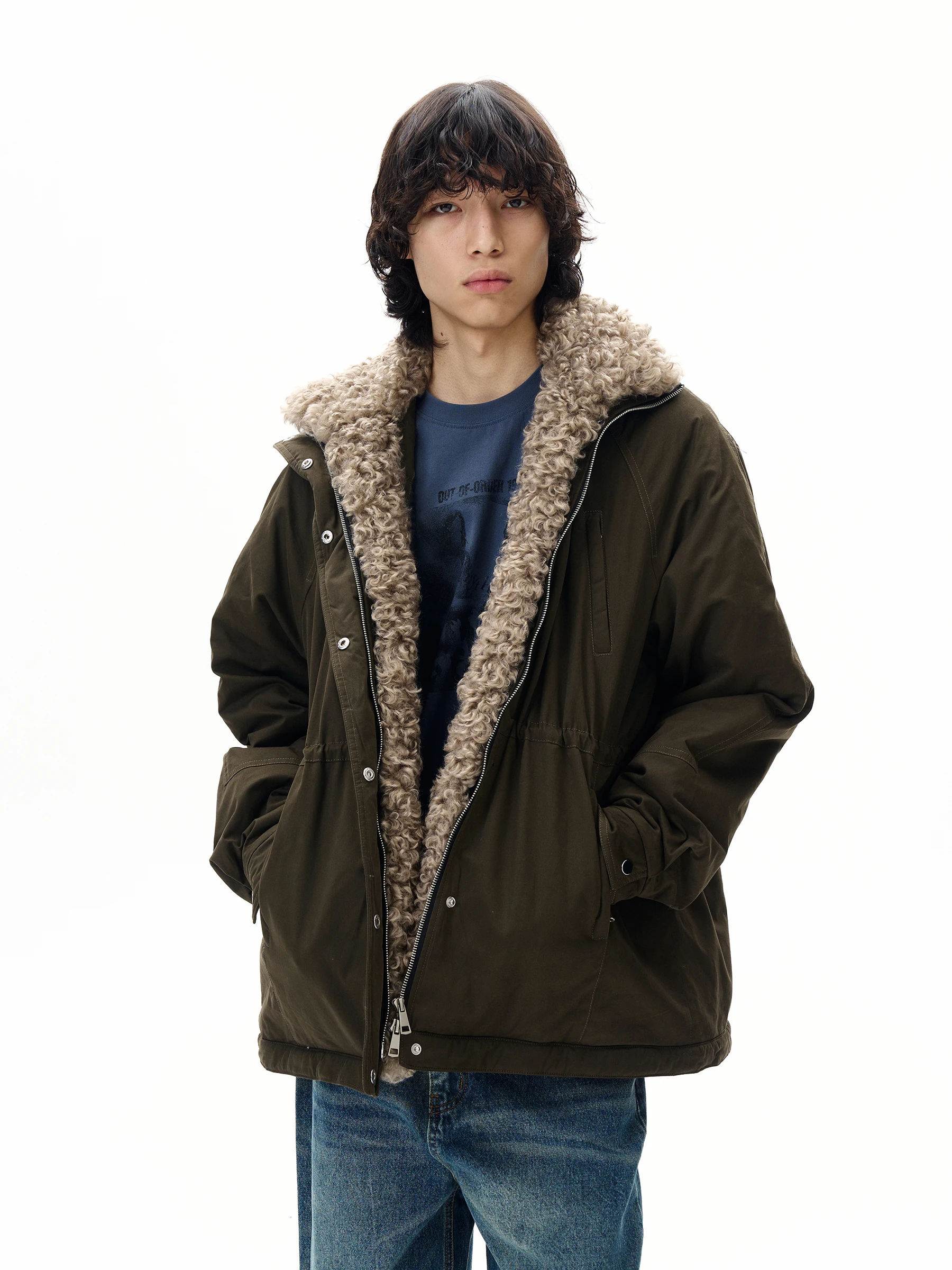 زوجين 2025 شتاء جديد النمط الأمريكي الرجعية منتصف طول جاكيتات الرجال النساء طويلة الأكمام سترات معاطف دافئة فضفاضة الراحة شيك معاطف #2