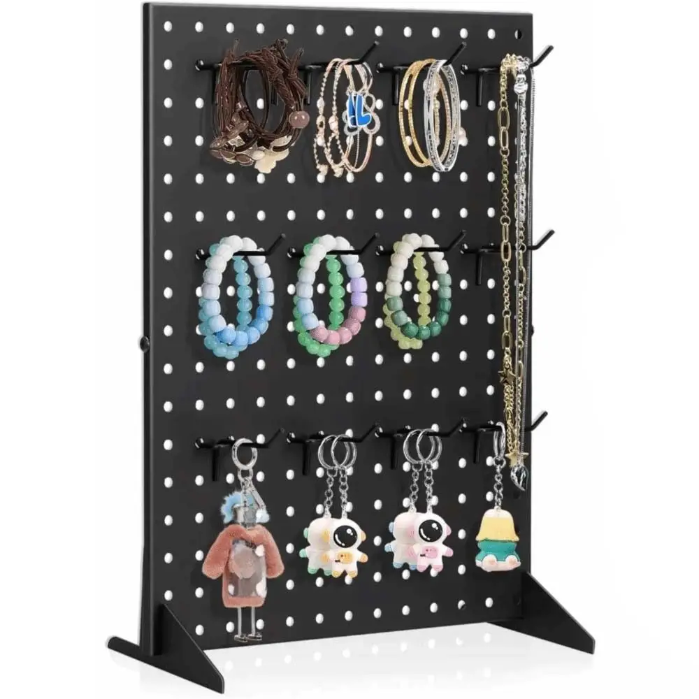 Metal Pegboard Display Stand With 12 Peg Hooks Decoration Jewelry Retail Display Rack Creative Space-Saving