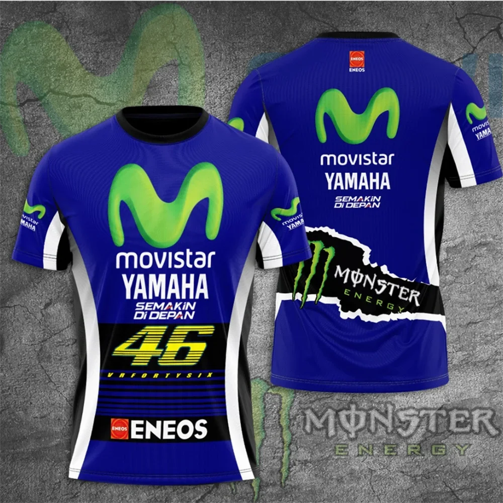 Yamaha 3D printed short-sleeved cycling T-shirt for men, outdoor extreme sports wear, motorcycle team uniform