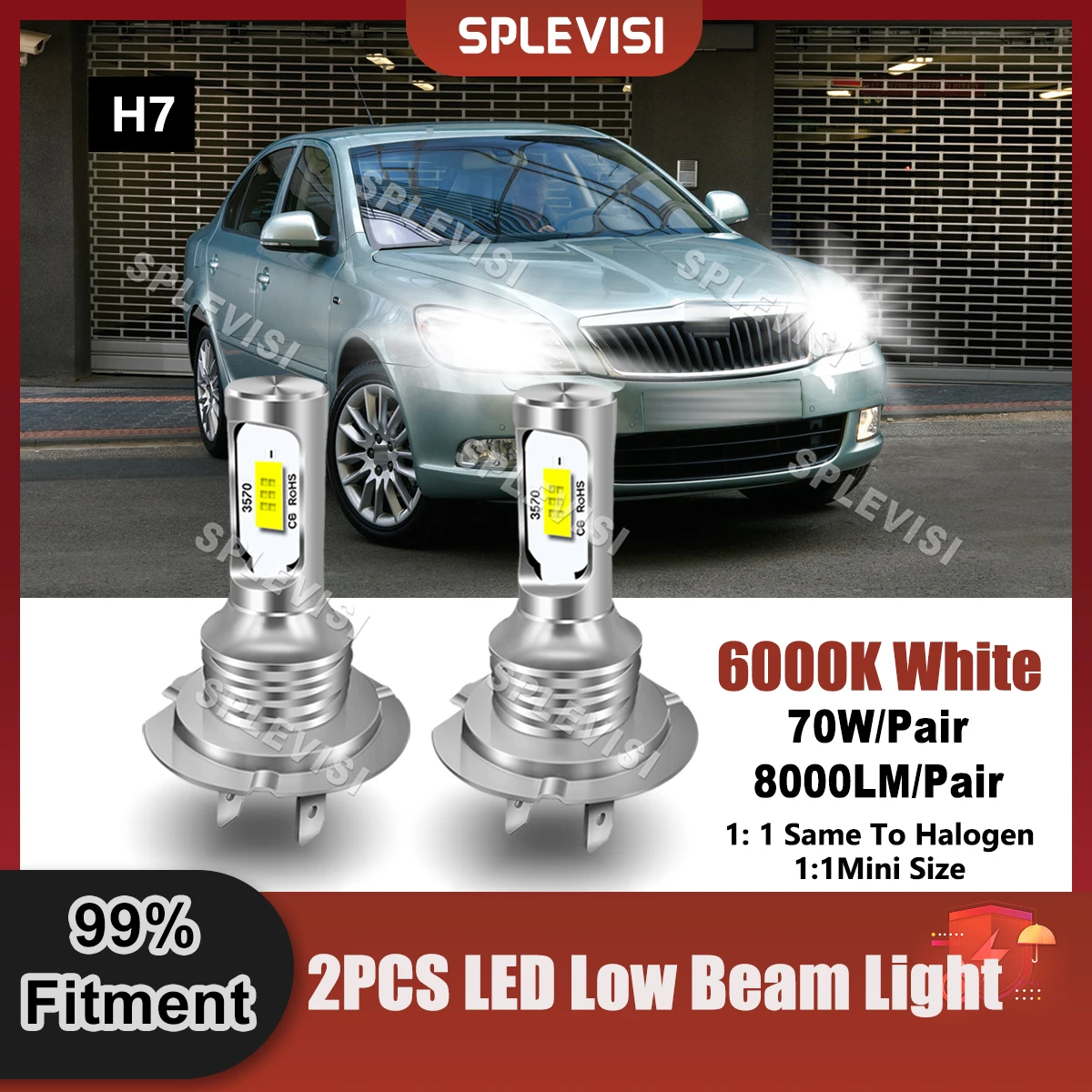 

Xenon White Replace LED Headlight H7 Low Beam For Skoda Octavia MK2 2003 2004 2005 2006 2007 2008 2009 2010 2011 2012 2013