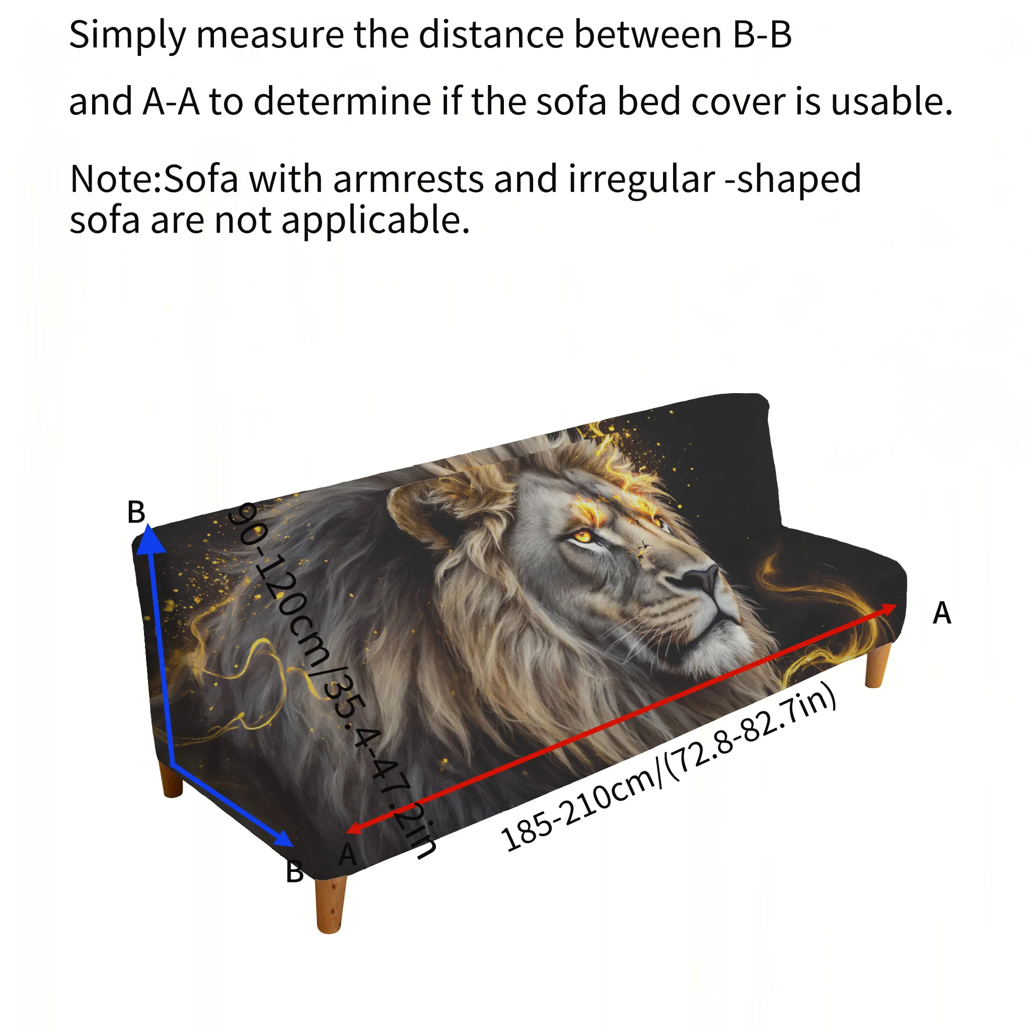 All-inclusive elastic sofa bed cover, domineering flame lion sofa bed cover, easy installation, machine washable