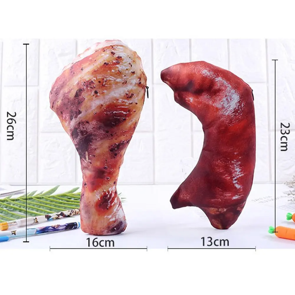 Pig's Trotters Meat Pencil Case Drumstick Carp Simulation Food Fish Shape Pen Bag Realistic Chicken Legs Stationery Bag