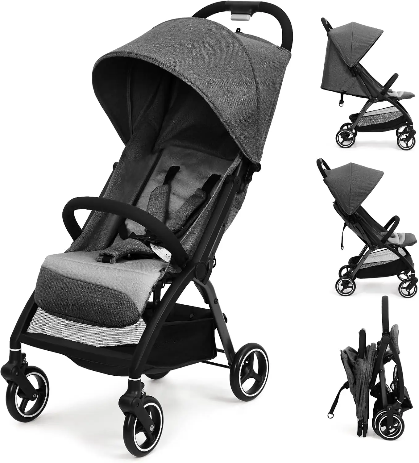 Stroller Rods Compact Stroller Ultra Light Baby Stroller Up to 22 Kg Foldable One Hand Adjustable Back Eva Tyres Sun Shade