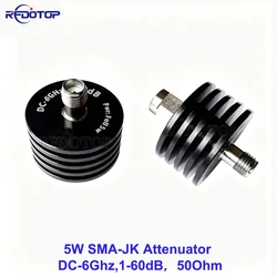 5W DC-6.0GHz SMA Male to SMA Female RF Attenuator 1~60dB Attenuator SMA Fixed Connectors 304 Stainless Steel 50 Ohm