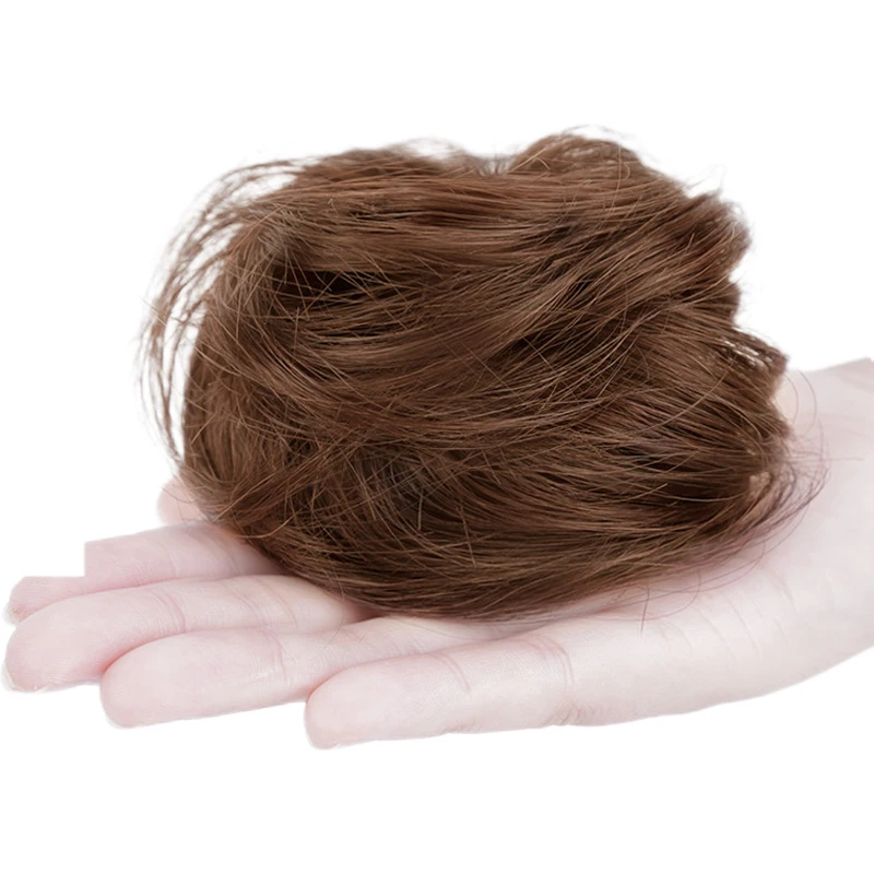 الاصطناعية الكرة رئيس وهمية Scrunchie كعكة الشعر مستقيم مجعد رباط شعر مطاطا كاذبة خصلات شعر للنساء اللحم رئيس Chignon