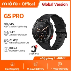 Mibro GS pro smartwatch 1,43 pouces AMOLED HD Screen GPS Locator 5atm boîtier étanche en acier inoxydable 105 mode sportif Bluetooth appel surveillance de la fréquence cardiaque montre intelligente pour hommes et femme