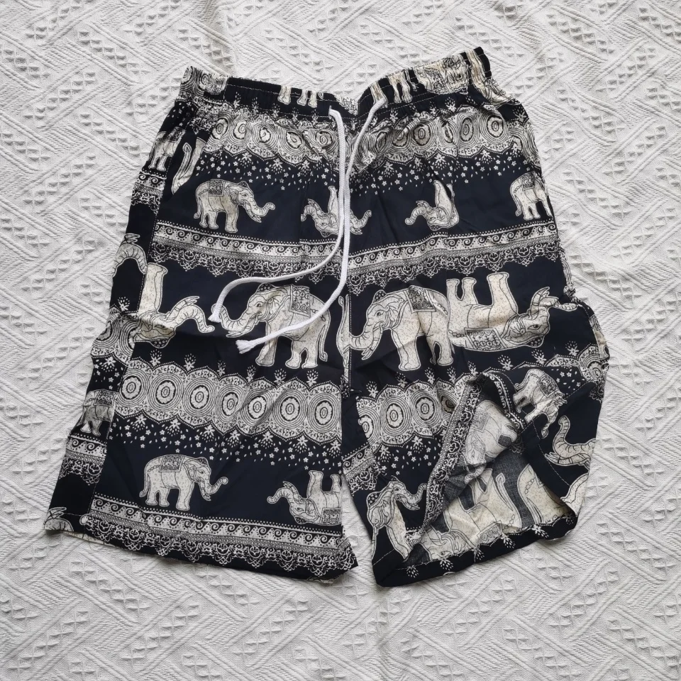 

Thailand Elephant Casual Wide Leg Half Pants Summer Beach Pants Loose Leisure Exotic fashion Women Shorts Pants holiday costume
