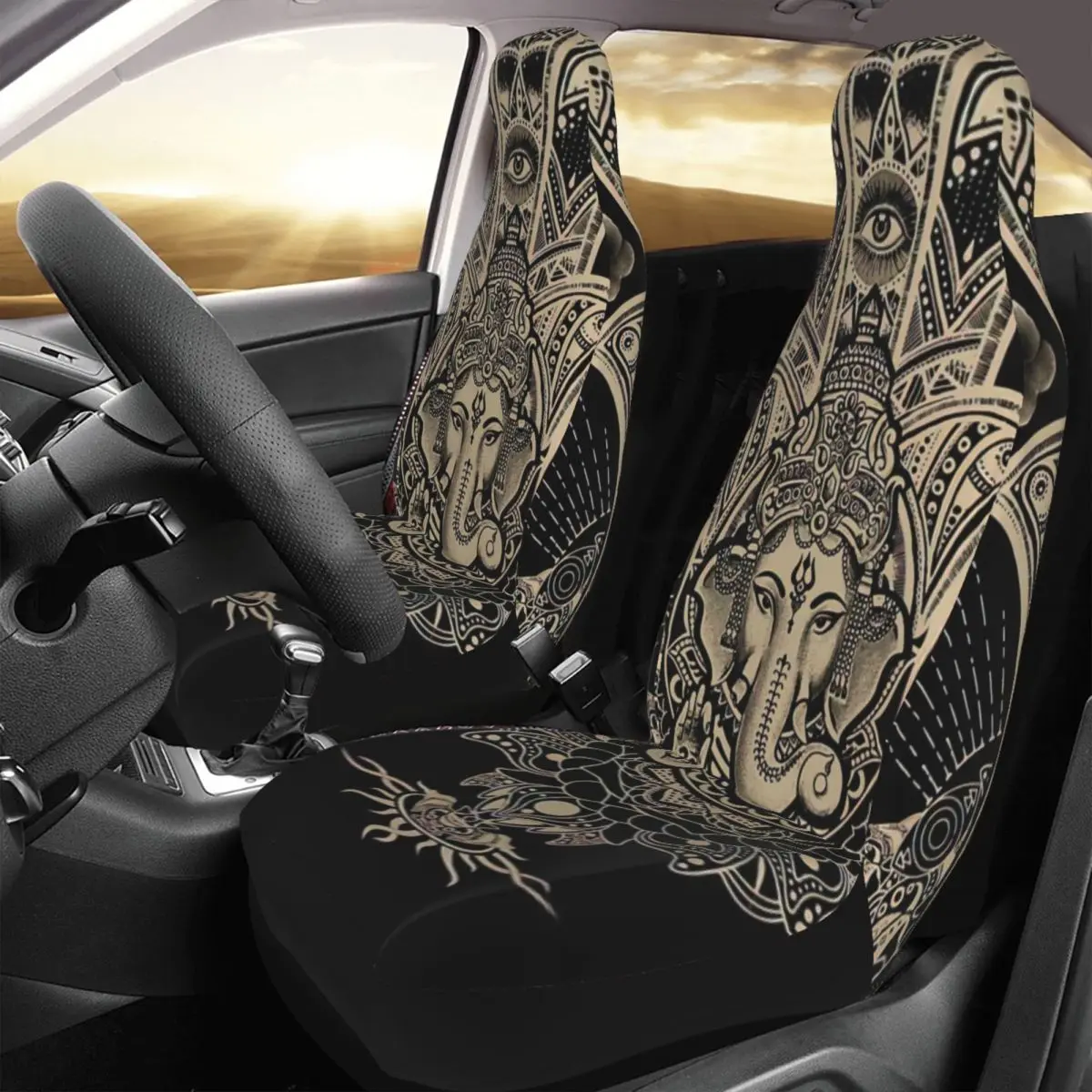 

Mandala Hamsa Art Car Seat Cover Custom Printing Universal Front Protector Accessories Cushion Set