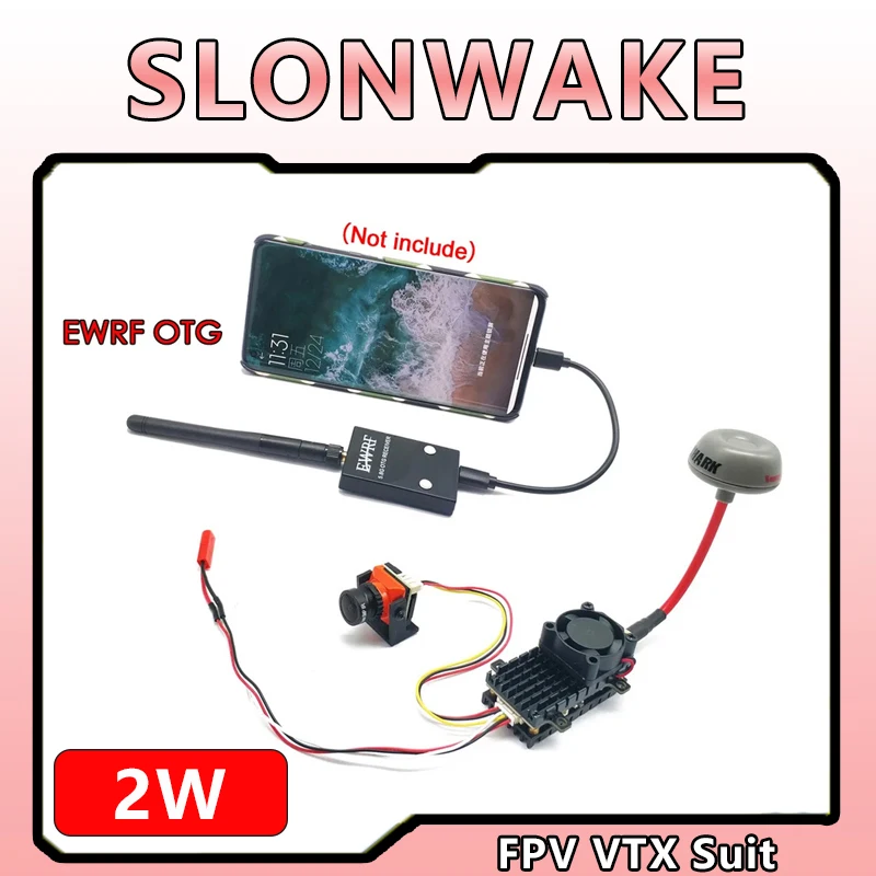 

SLONWAKE 5.8G FPV UVC Receiver Video Downlink OTG VR with CMOS 1500TVL B19 Mini FPV Camera and 5.8G 2000mW FPV VTX Transmitter