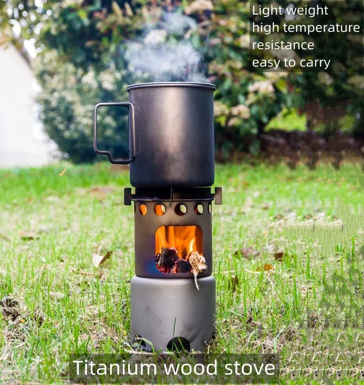 Pure Titanium outdoor portable foldable  wood stove for picnic kitchen camping hiking furniture climbing cookset  cookware