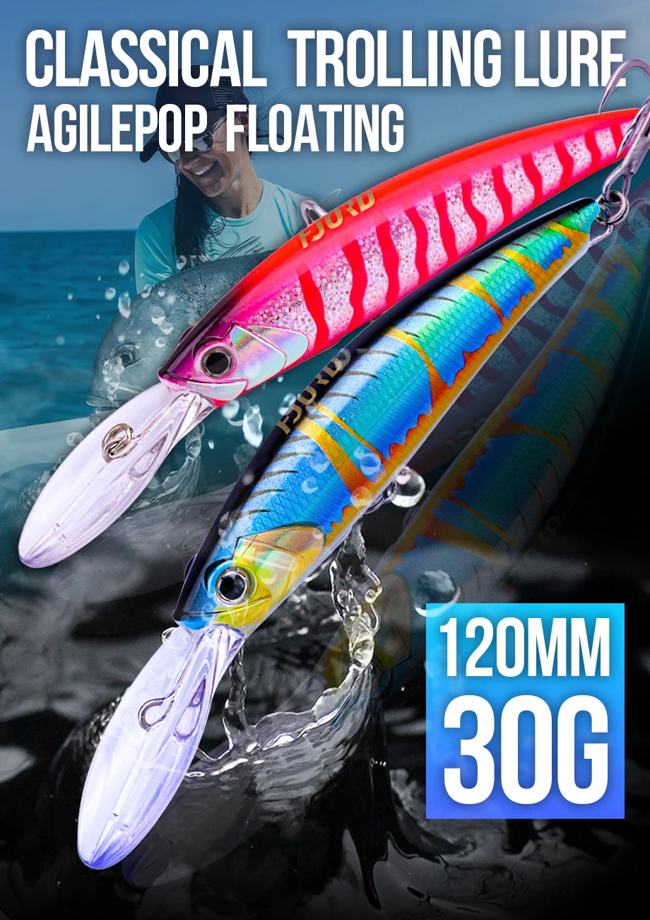 FJORD 120mm 30g Trolling Schwimmende Minnow Angeln Köder Topwater Salzwasser Meer Künstliche Köder Winter Köder Angeln Lieferungen – Detail 1