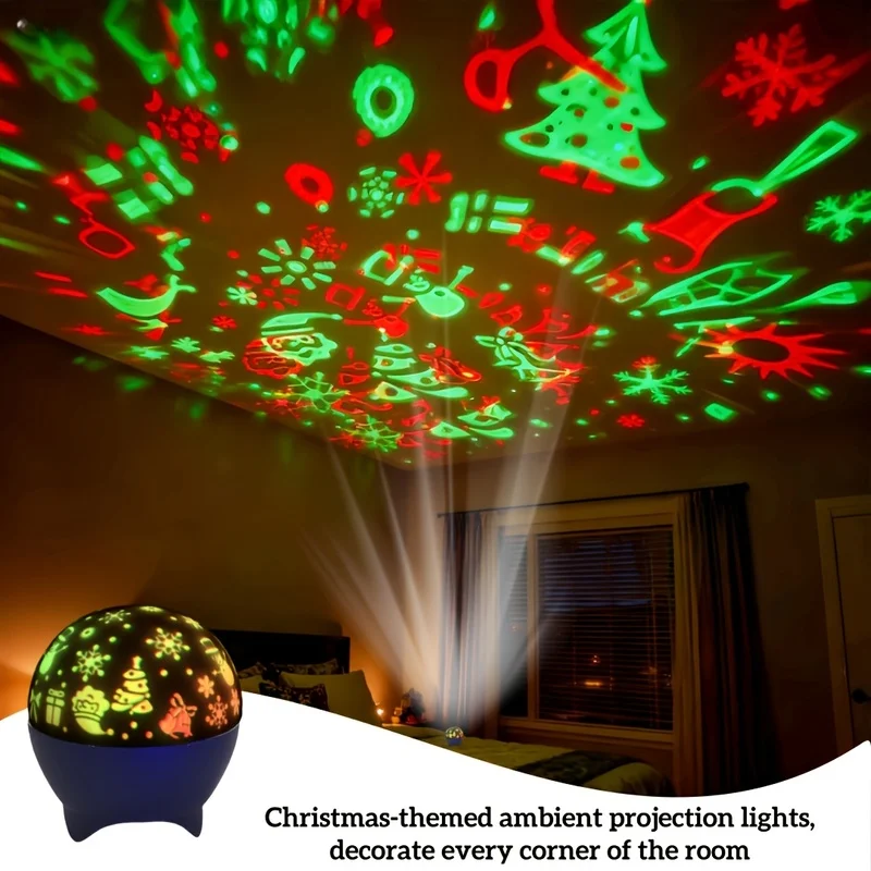 1pc Christmas Holiday Pattern Projection Lamp, Sound-Controlled, Touch-Sensitive Synchronization, Automatic Light Transformation
