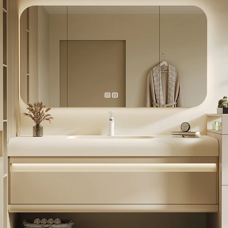 

Keli Nai integrated basin, bathroom cabinet combination, simple hand washing, sink, bathroom, cream air washbasin