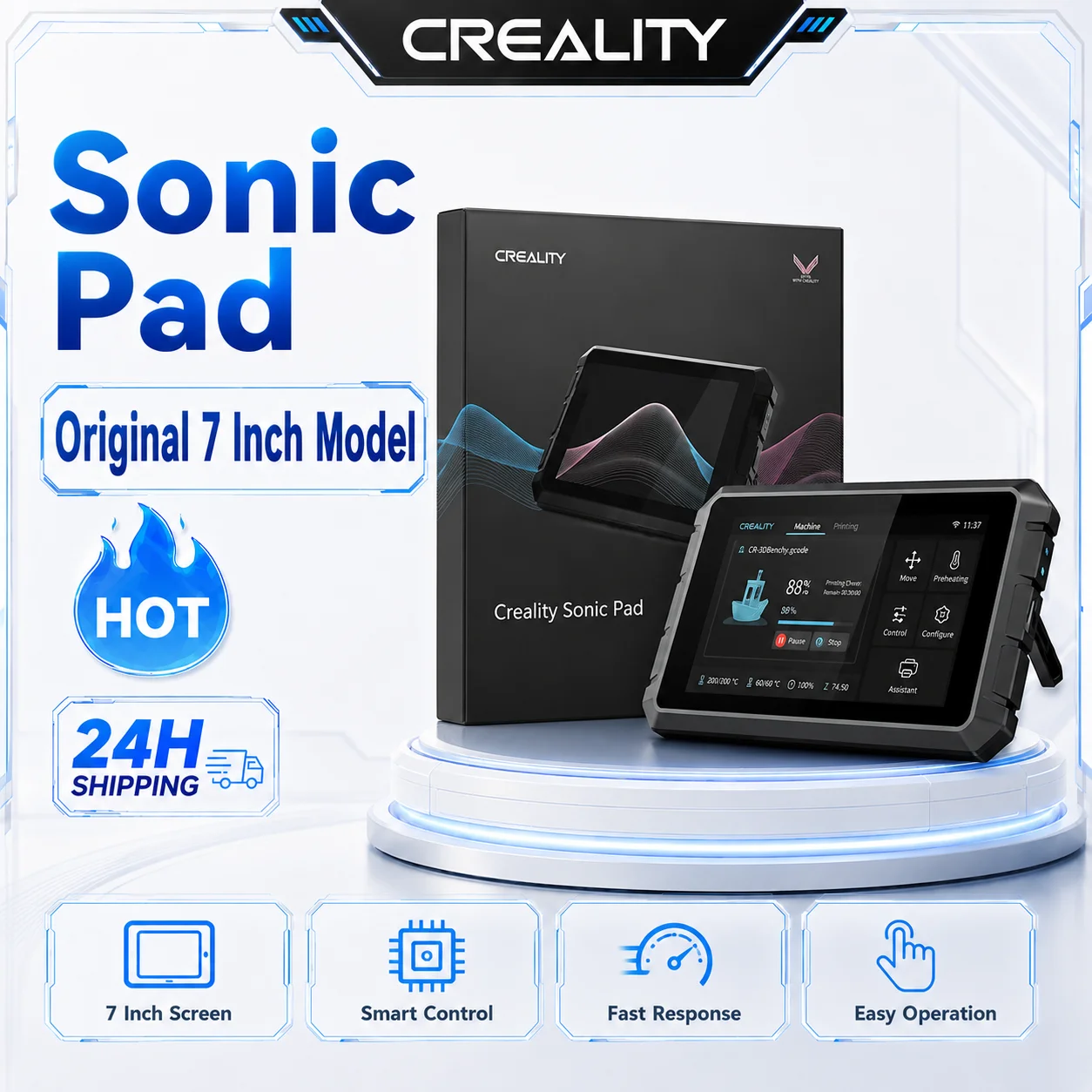 New Creality Sonic Pad Original 7 Inch Model Preview Integrated Control Programmable Macros Ota &usb Upgrade For Fdm 3d Printer