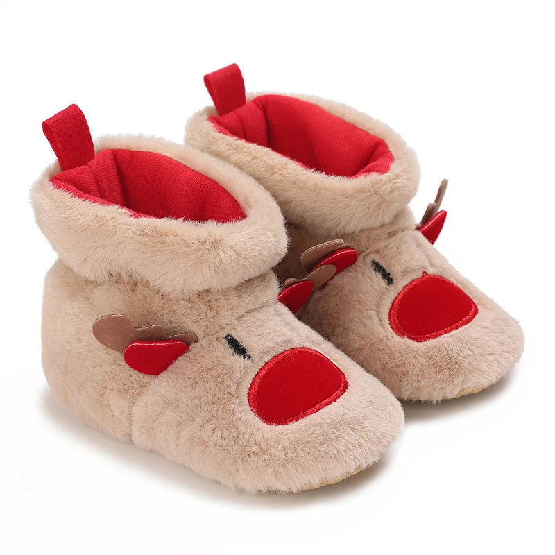 Infant Newborn Booties Santa Foot Socks Baby Christmas Boots Lovely Snowflake Santa Design Winter Warm Slippers Anti-Slip Shoes