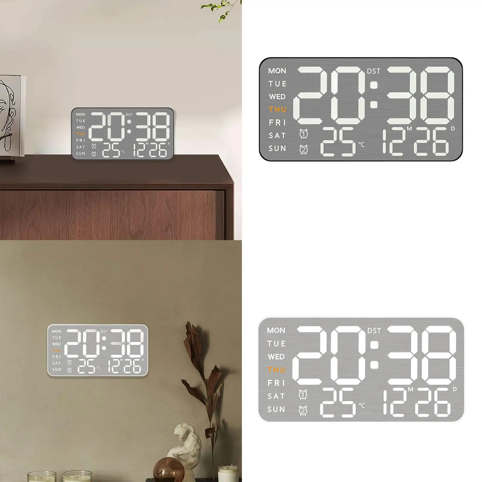 Digital Wall Clock Table Clock Modern Multipurpose °C/°F Switchable Large Display LED Alarm Clock for Classroom Livingroom
