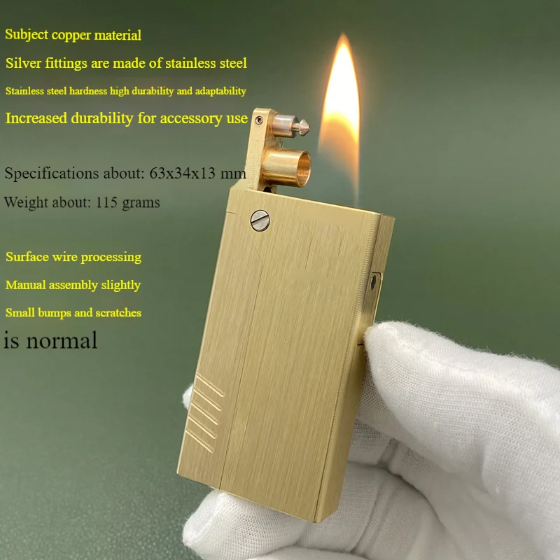 Unusual Fuel Lighter Mechanical Automatic Brass Kerosene Lighter Mecha Windproof Button Pops Open Ignition Creative Gift