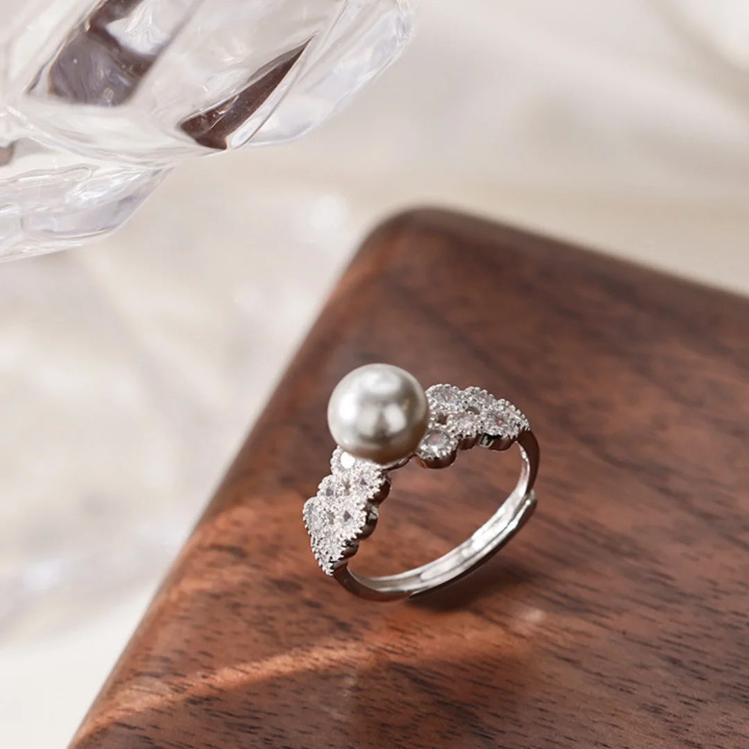 

DUTRIEUX Minimalism Pearl Ring Women Niche Design Rings Adjustable Luxury Fashion Jewelry INS Style Hand Part Accessory Gifts