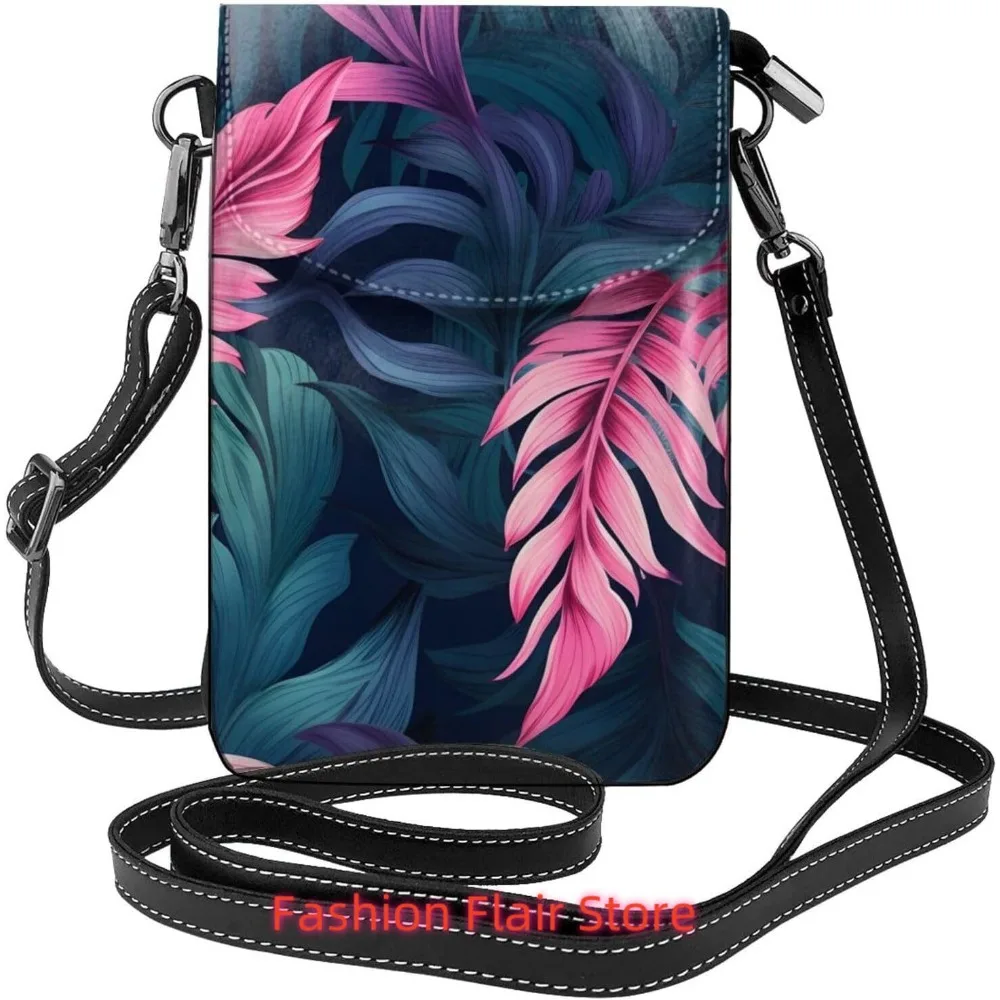 

Милая забавная сумка через плечо с листьями и растениями для женщин, маленькая дорожная сумка из искусственной кожи для мобильного телефона, легкий мини-кошелек для телефона, кошелек Cros