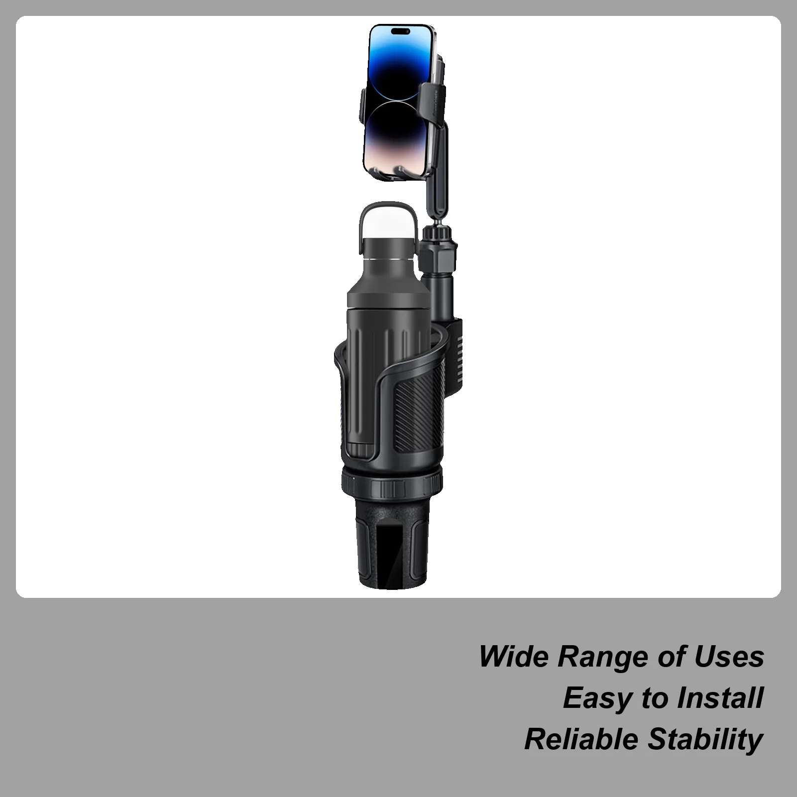 

Car Cup Holder Expander 2 In 1 Bottle Extender With Phone Mount 360 Degree Rotation Cup Holder For Vehicle Truck Driving Travel