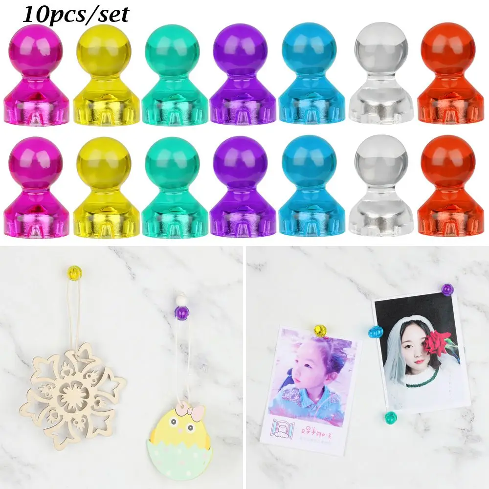 10 Pcs / Set Practical Tools Notice Board Markers Multicolor Magnetic Pushpin Acrylic Fridge Magnets Transparent
