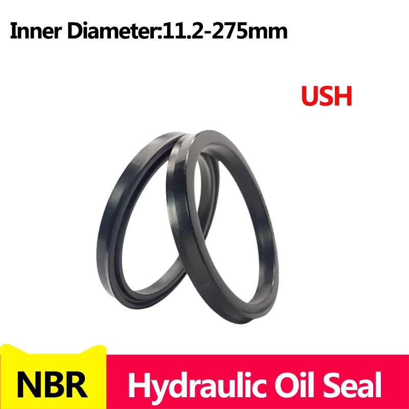 NBR USH-type Radial Shaft Hydraulic Seal (IDxODxTHK), ID11.2-275MM, Nitrile Rubber Buna Shaft Piston Rod Single Lip U-Shaped Cup